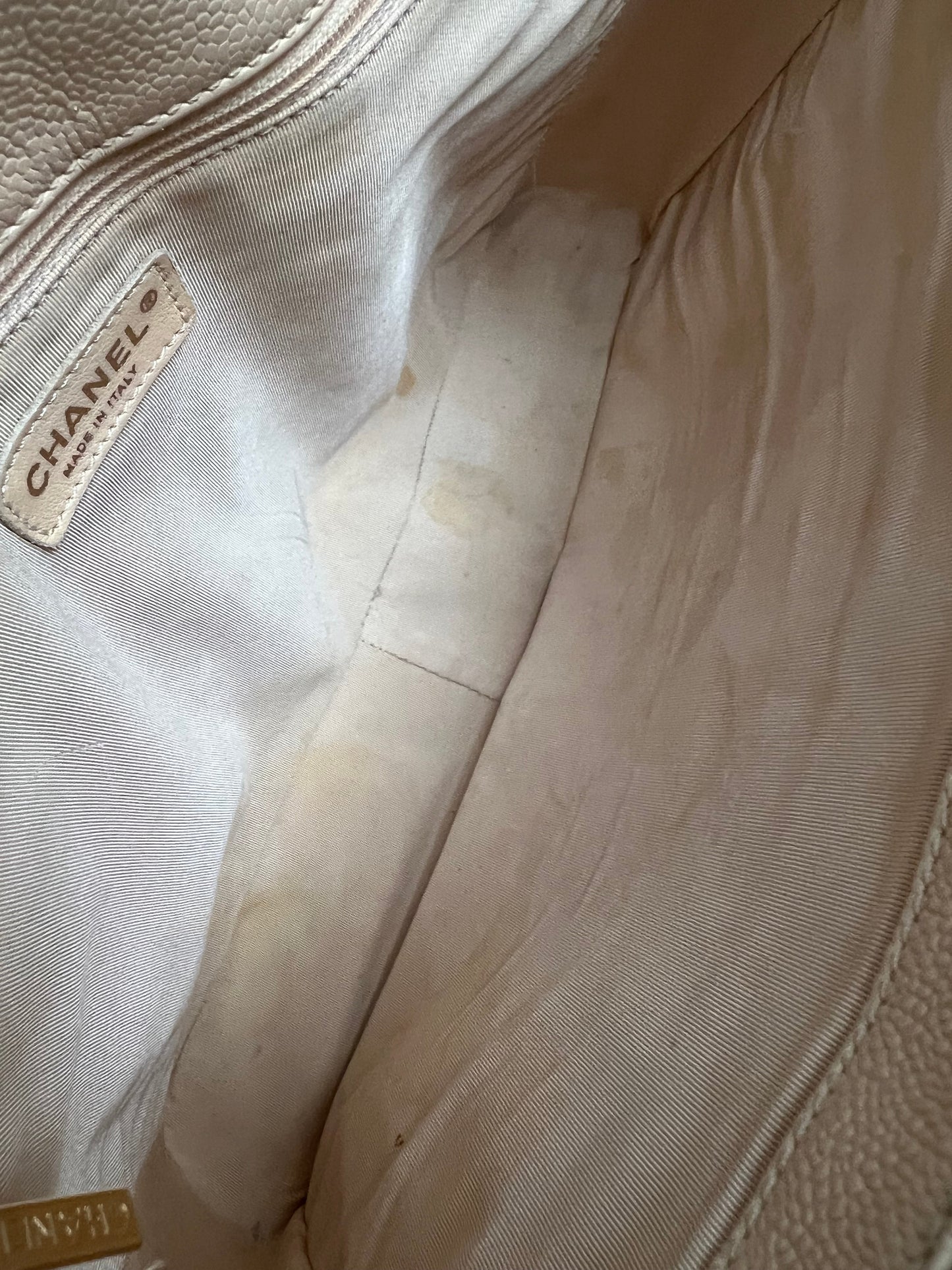 Chanel Beige Caviar Grand Shopper Tote gold hardware (GST)