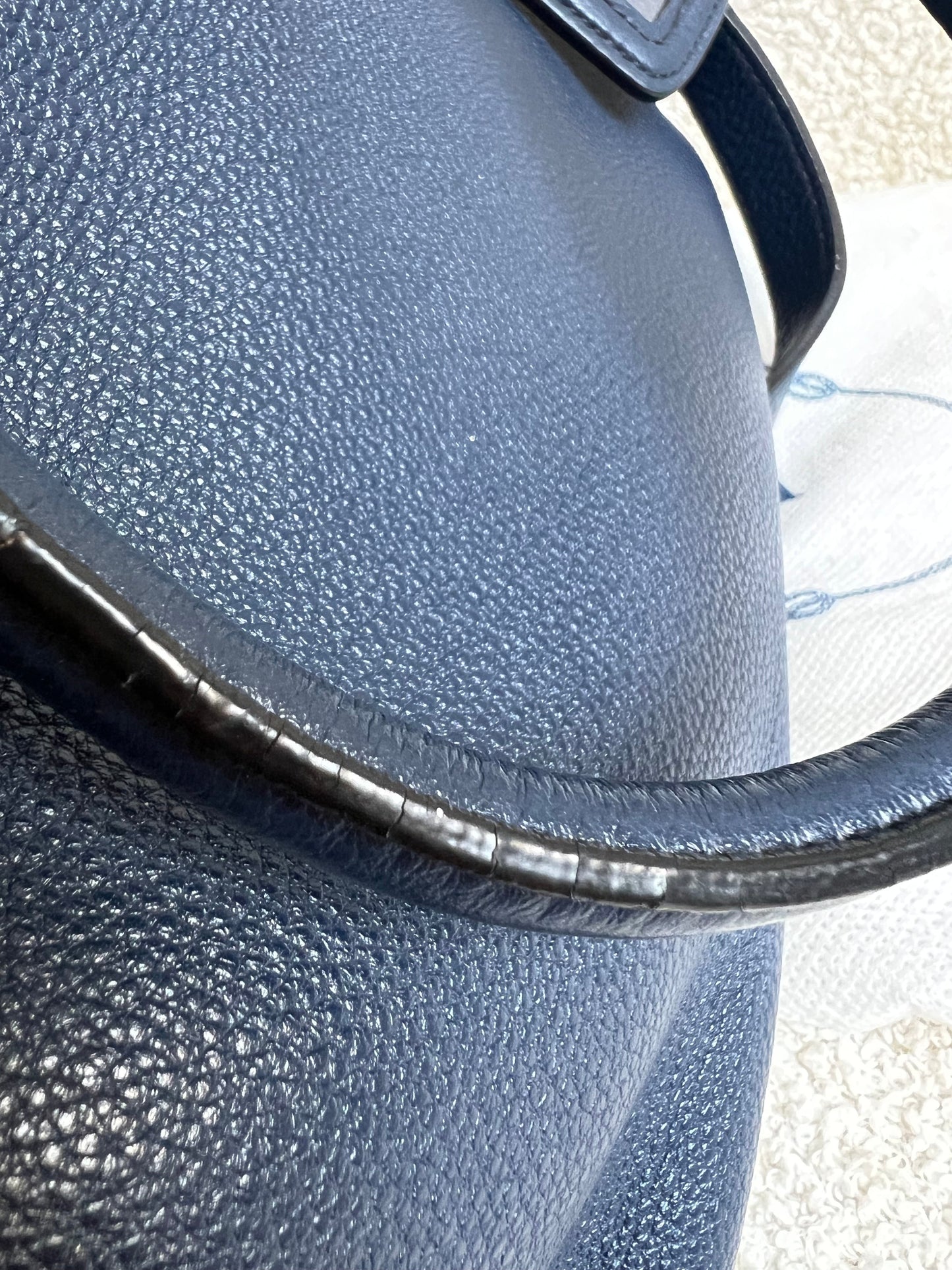 Prada Blue Vitello Daino Two Way Tote