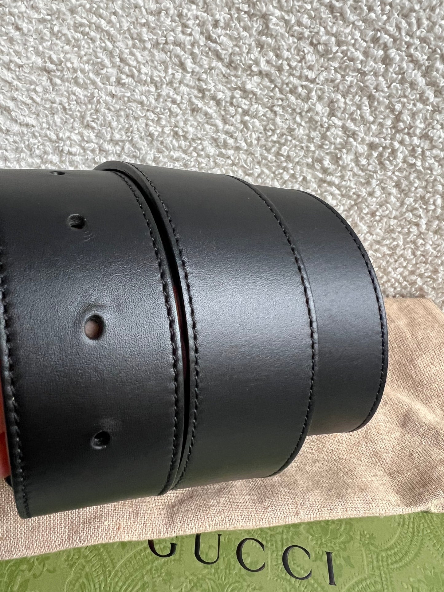 Gucci GG Marmont Black Wide Leather Belt with Shiny Gold Buckle (RRP £410)