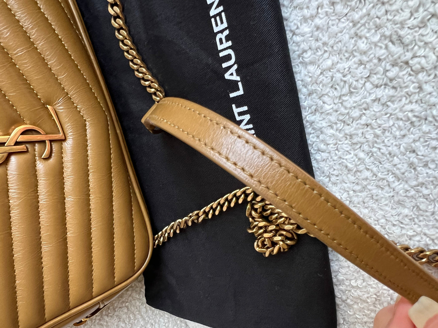 Yves Saint Laurent (YSL) Toffee Beige Mini Lou Camera Bag (RRP £1285)