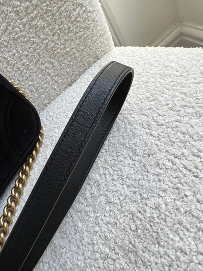 Gucci GG Black Velvet Marmont Mini Shoulder Bag (RRP £1395)