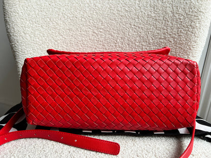 Bottega Veneta Red Intreciatto Flap Shoulder Bag