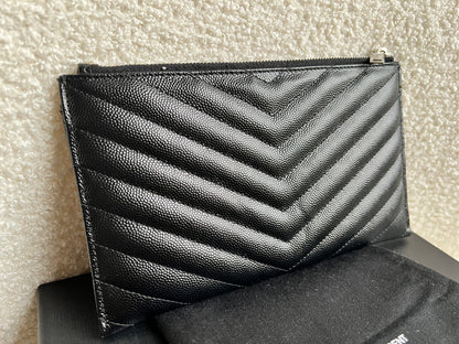 Yves Saint Laurent (YSL) Black Cassandra Zip Pouch (RRP £365)