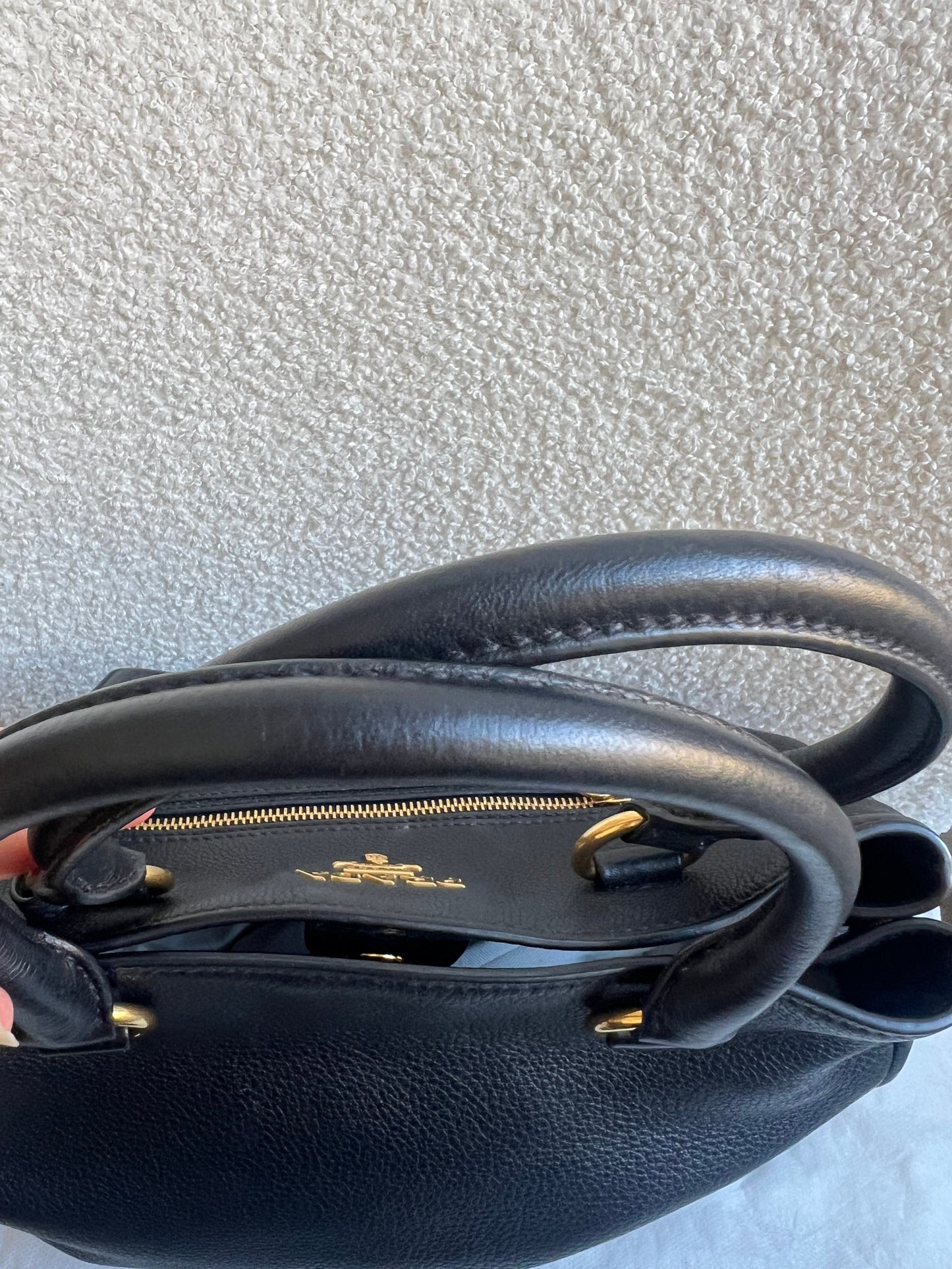 Prada Black Vitello Daino Tote