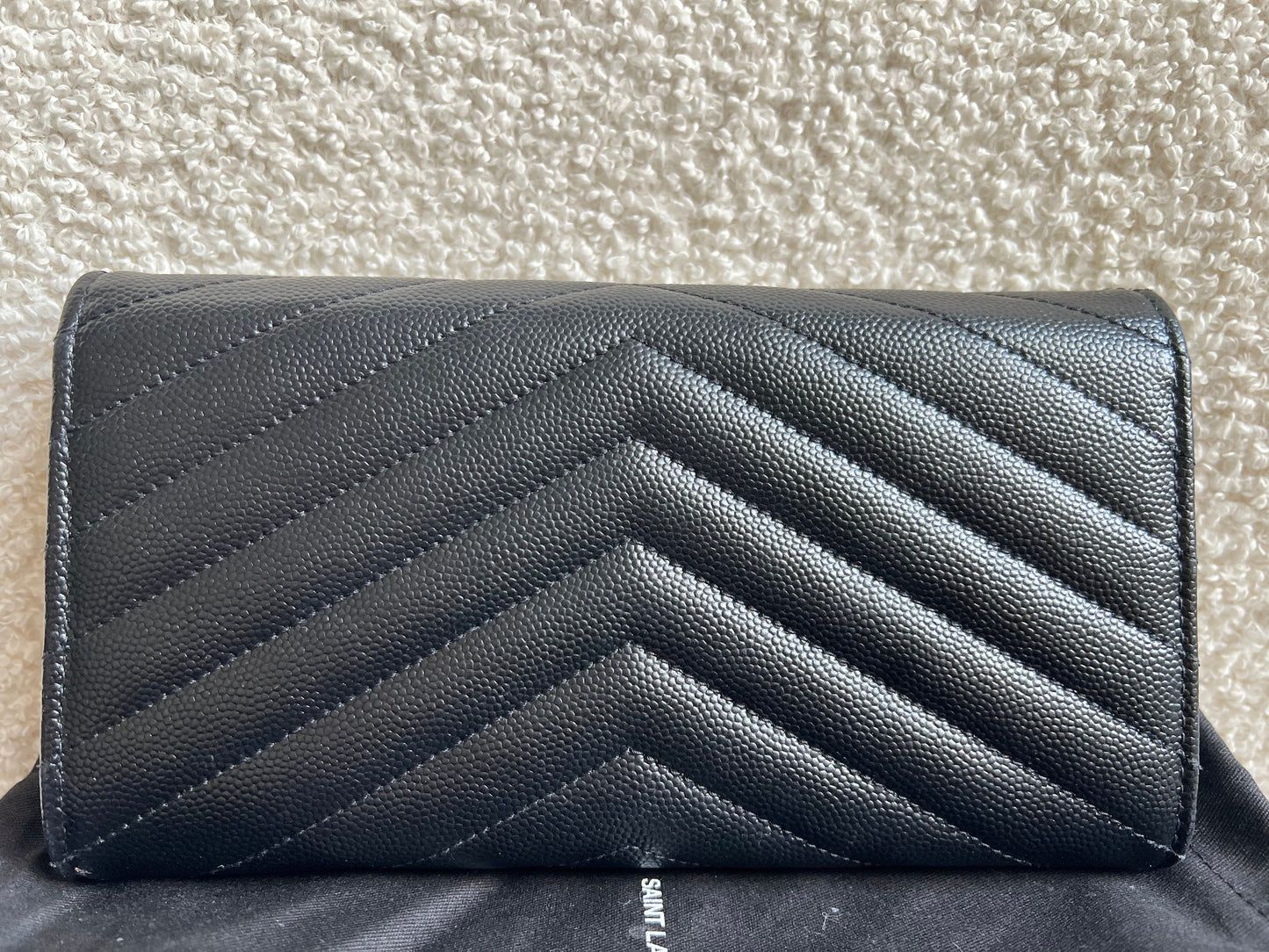Yves Saint Laurent Black Large Cassandre Flap Wallet (RRP £665)