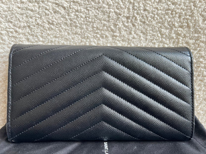 Yves Saint Laurent Black Large Cassandre Flap Wallet (RRP £665)