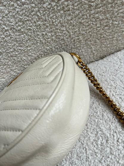 Gucci GG Round White Marmont Small Shoulder Bag (RRP £1,090)