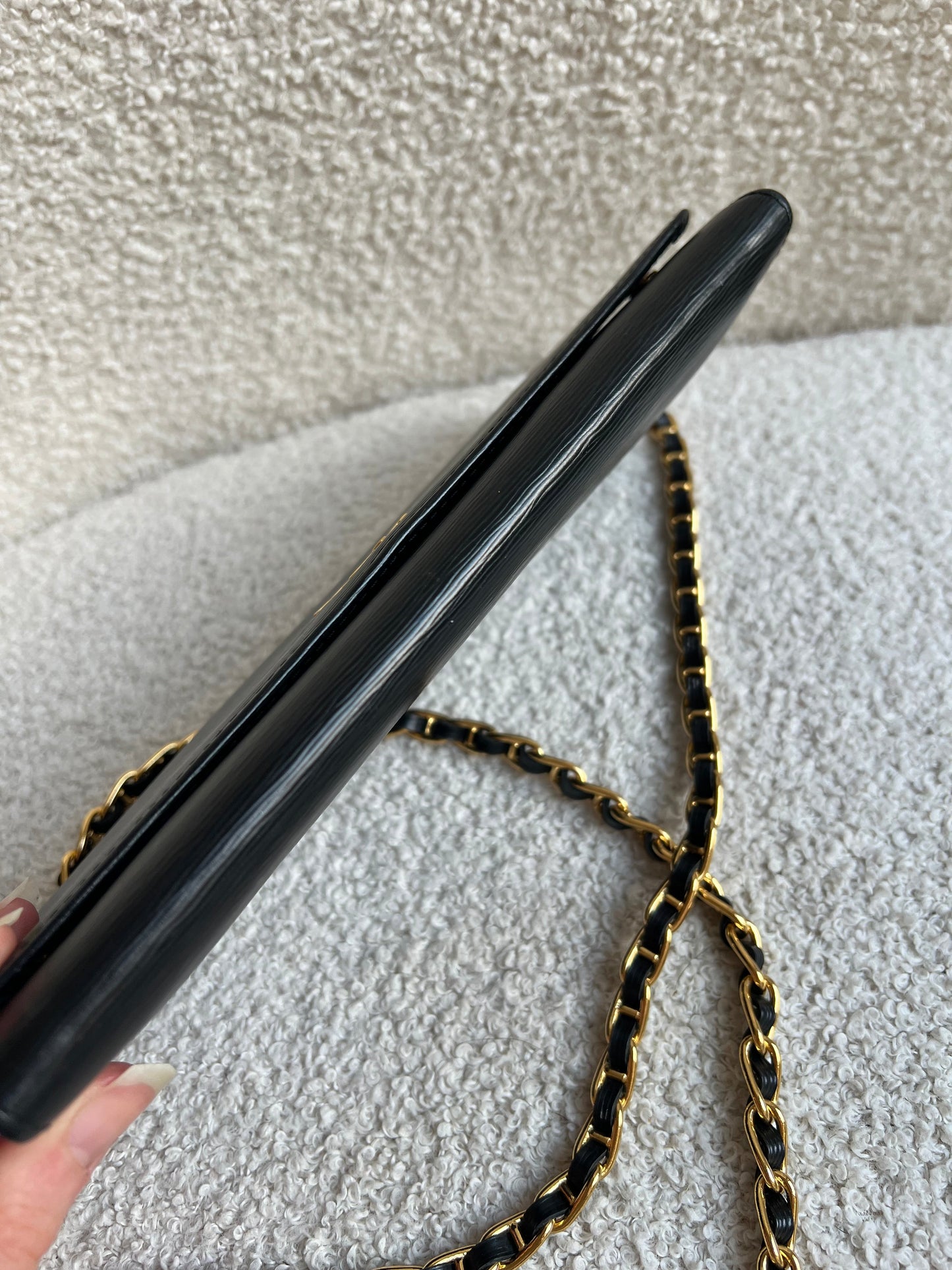 Prada Black Saffiano Wallet on Chain with Gold Hardware