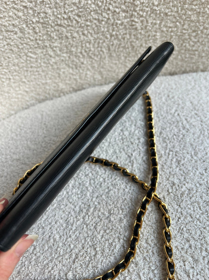 Prada Black Saffiano Wallet on Chain with Gold Hardware