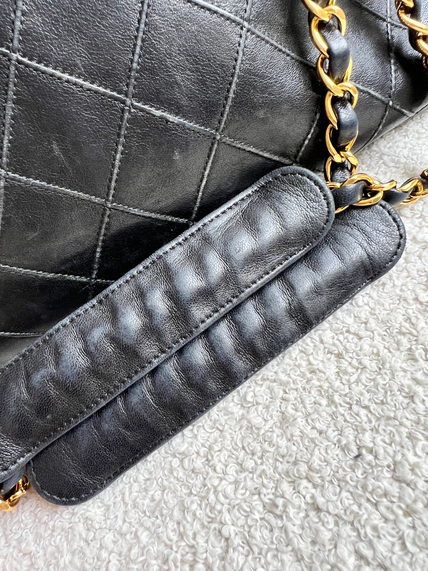 Chanel Vintage Black Lambskin Chain Tote with Gold Hardware