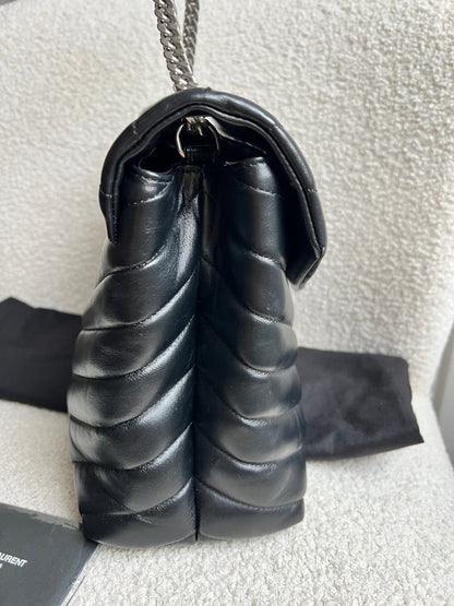 Yves Saint Laurent (YSL) Medium Black Lou Lou Silver Hardware
