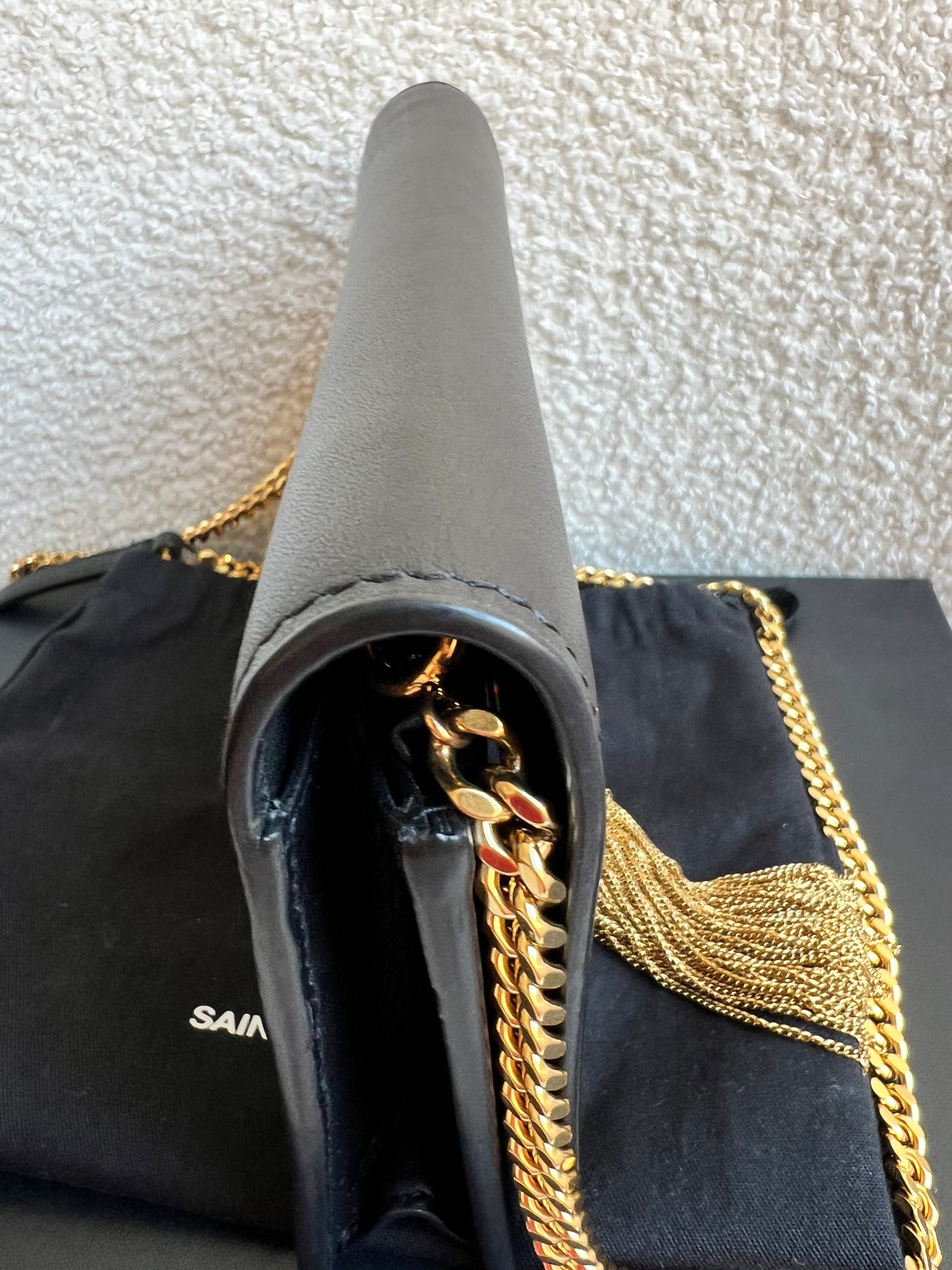 Yves Saint Laurent (YSL) Black Kate Tassel Chain Wallet Gold Hardware (RRP £1,440)