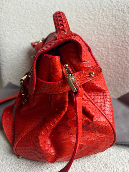 Mulberry Flame Red Silky Snake Print Regular Alexa (RRP £1100)