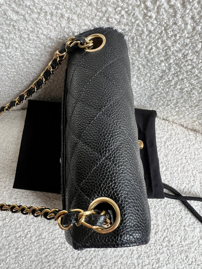 Chanel Square Mini Classic Flap in Black Caviar with gold hardware