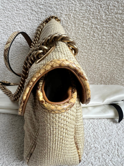 Gucci GG Beige Raffia Marmont Small Shoulder Bag (RRP £1,570)