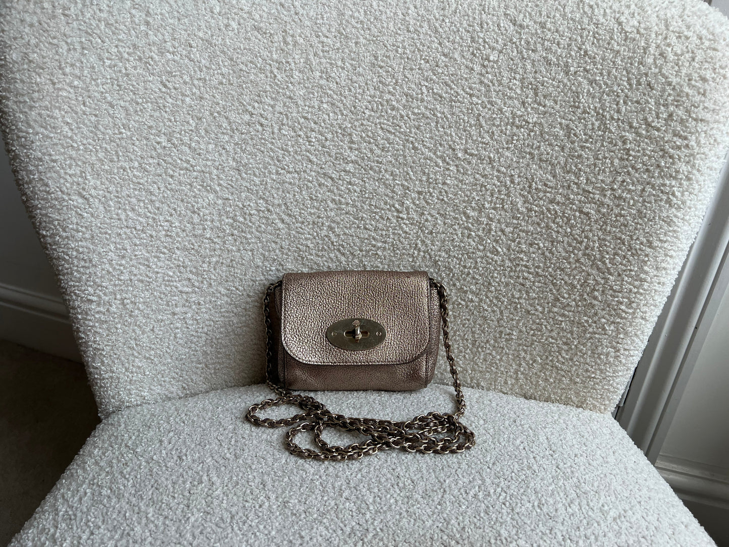 Mulberry Metallic Mushroom Mini Lily with gold Hardware