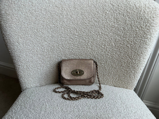 Mulberry Metallic Mushroom Mini Lily with gold Hardware