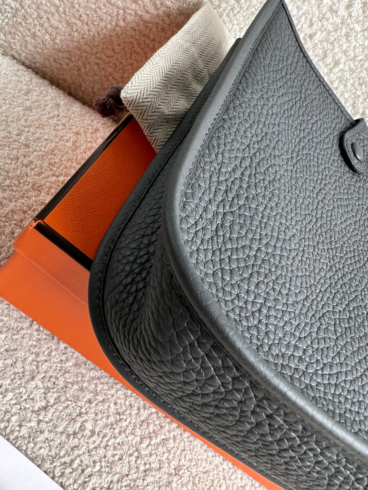 Hermes Evelyne TPM in Grey Clemence Leather with Palladium Hardware