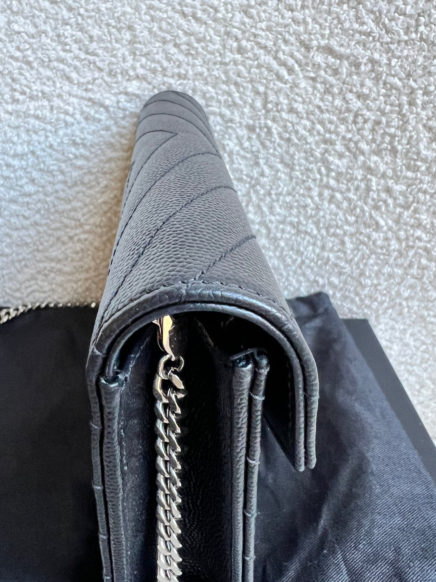 Yves Saint Laurent (YSL) Black Cassandra Envelope Chain Wallet (RRP £870)
