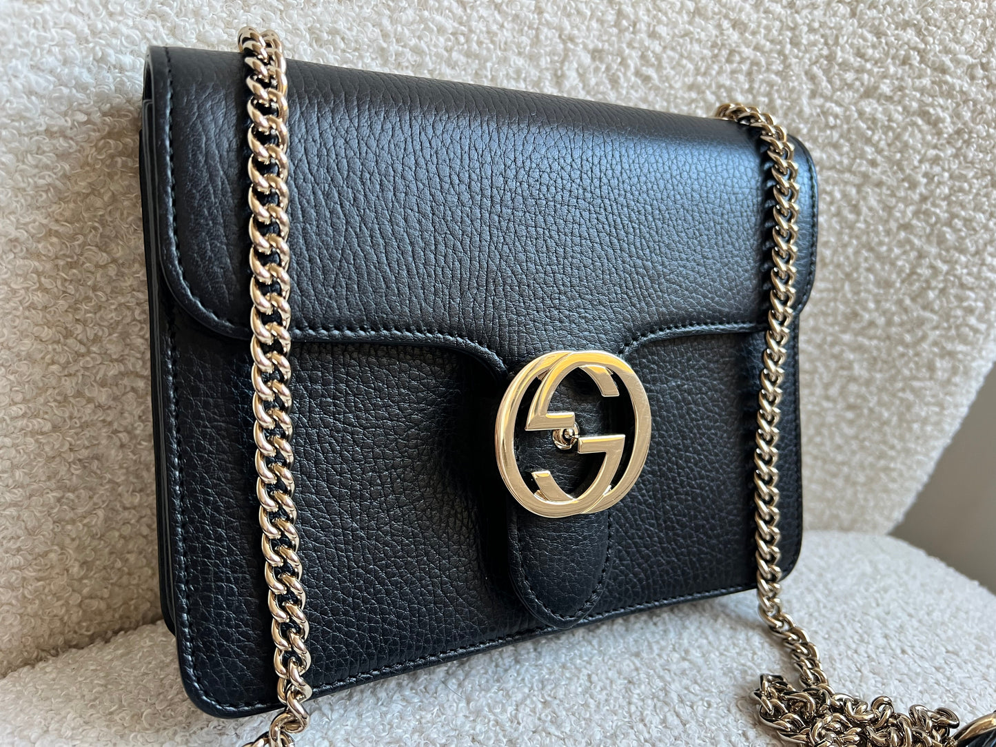 Gucci Interlocking GG Black Small Shoulder Bag