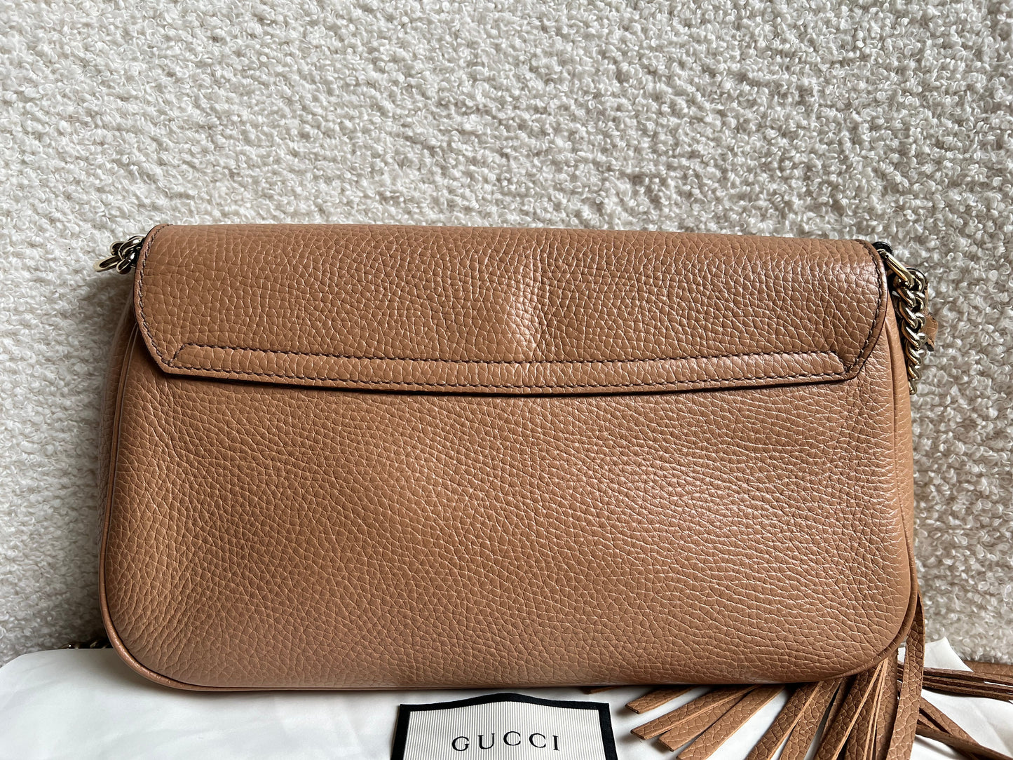 Gucci Beige Soho Chain Crossbody Flap Bag
