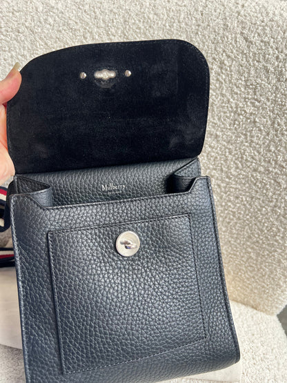 Mulberry Small Black Antony with striped strap