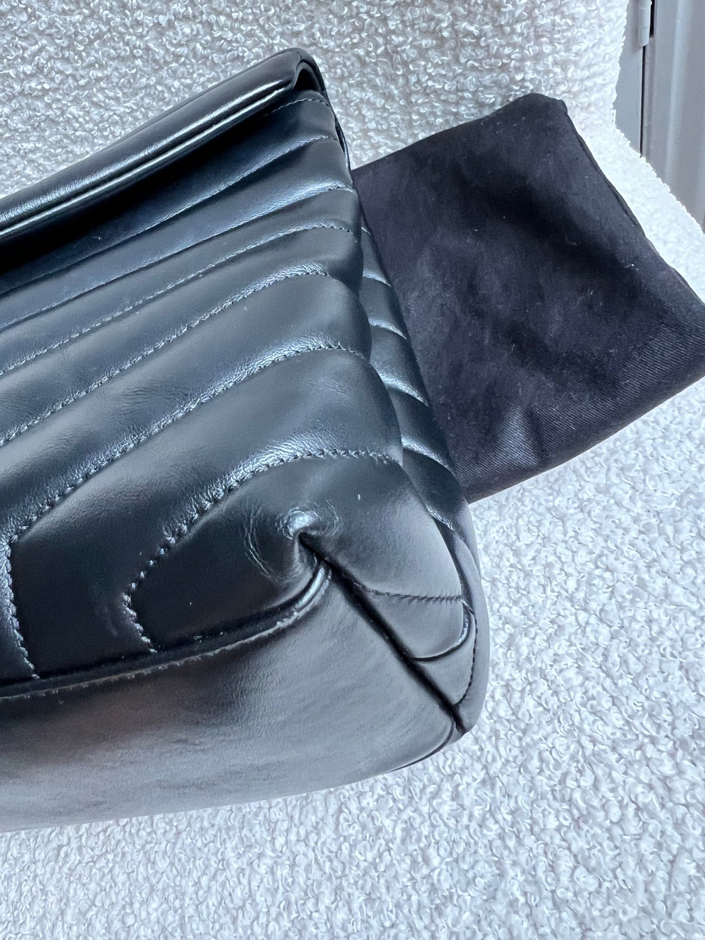 Yves Saint Laurent (YSL) Medium Black Lou Lou Silver Hardware