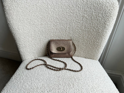 Mulberry Metallic Mushroom Mini Lily with gold Hardware