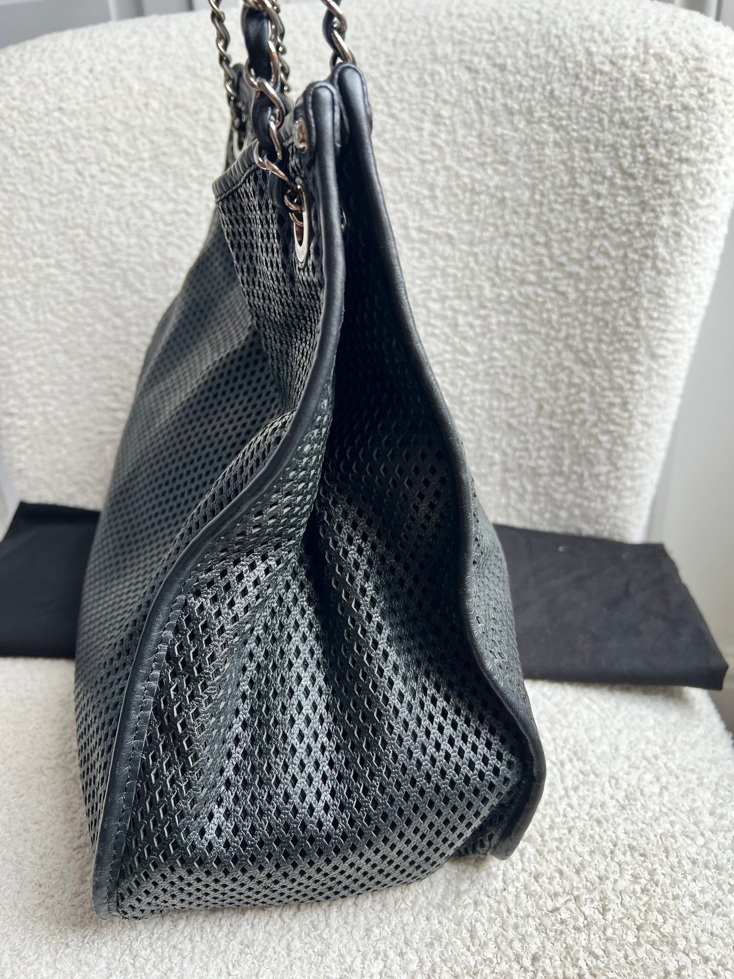 Chanel Black Perforated Up in the Air Tote Retro