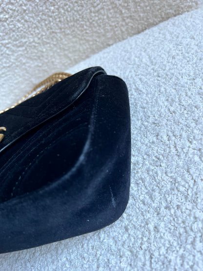 Gucci GG Black Velvet Marmont Mini Shoulder Bag (RRP £1395)