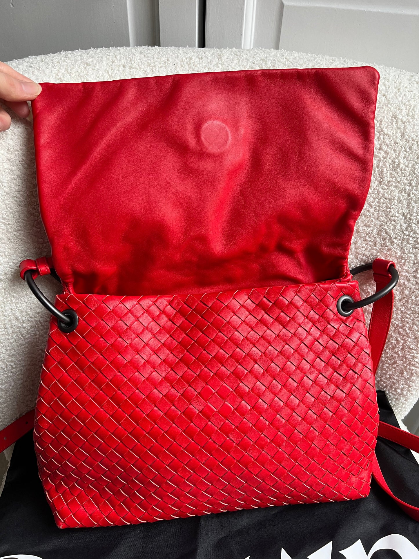 Bottega Veneta Red Intreciatto Flap Shoulder Bag