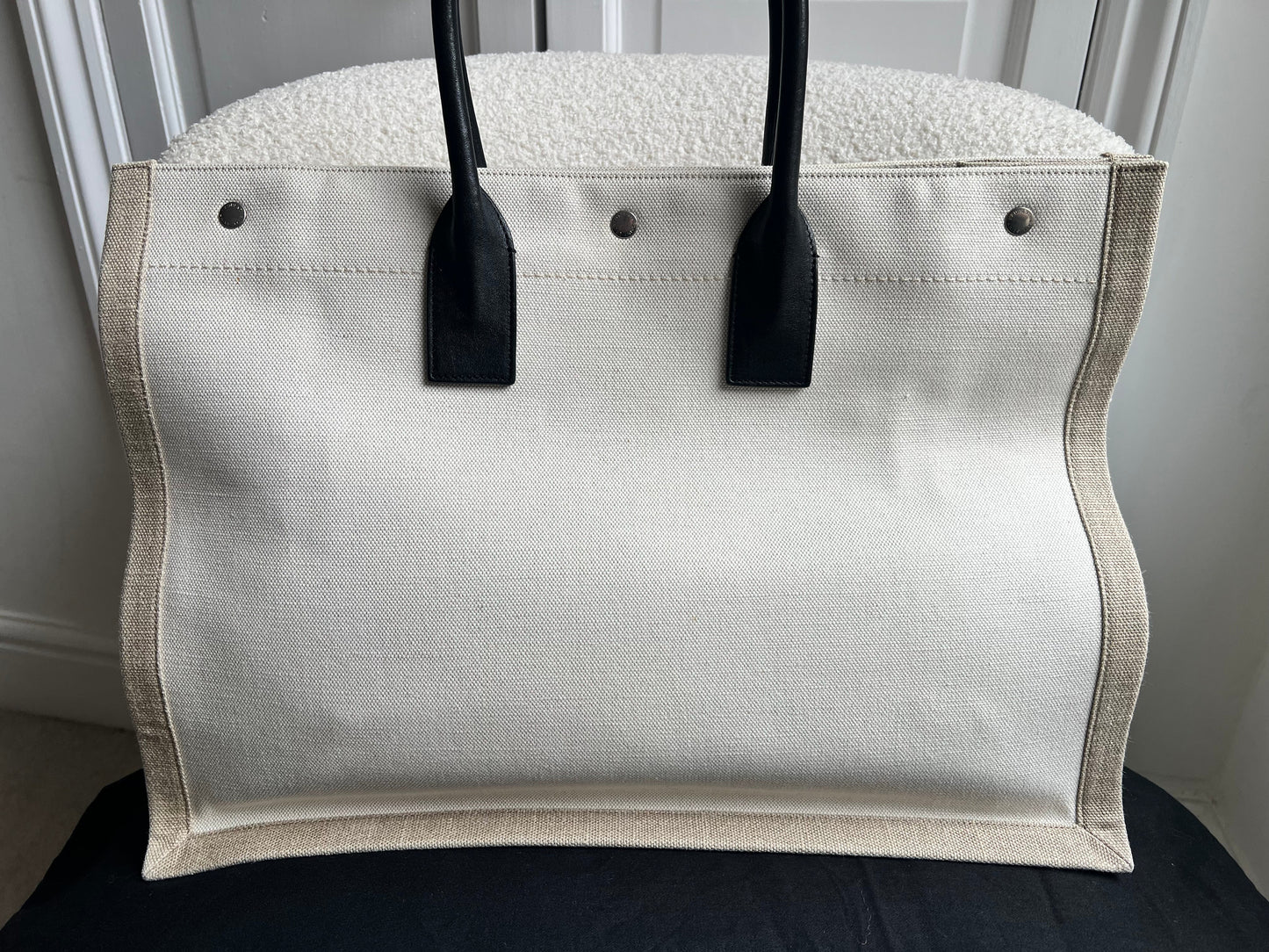 Yves Saint Laurent Large Rive Gauche in Canvas and Printed Leather (RRP £1440)