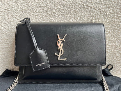 Yves Saint Laurent (YSL) Black Medium Sunset with Silver Hardware (RRP £1,950)