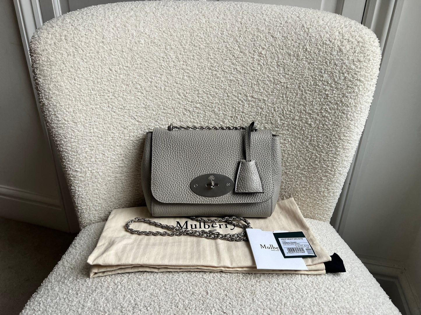 Mulberry Pale Grey Regular Lily Heavy Grain (RRP £1095)