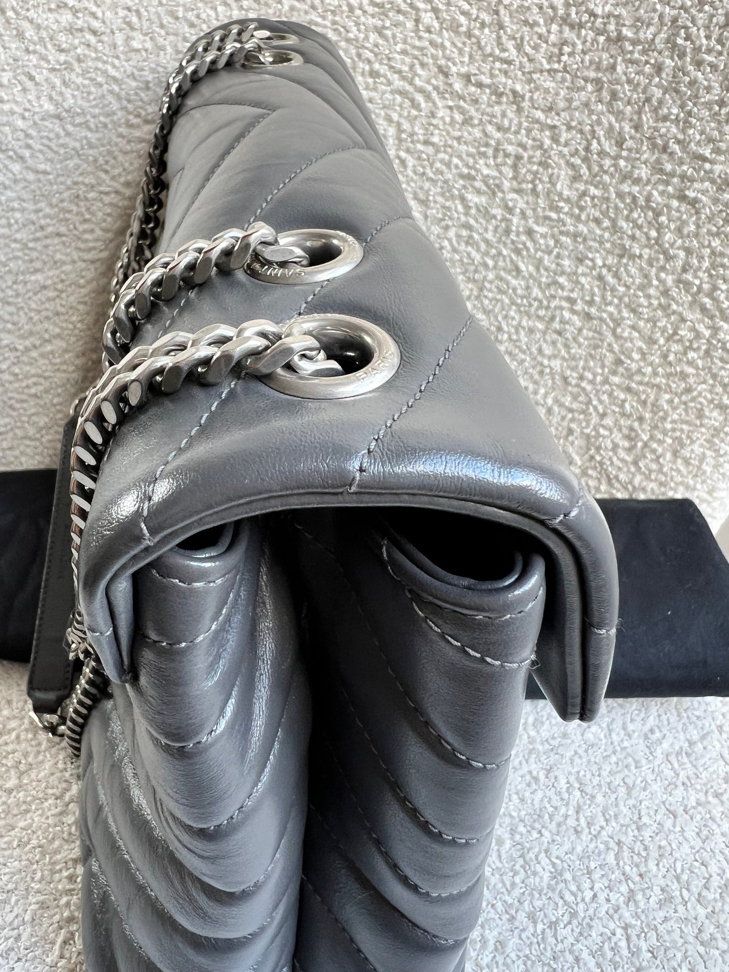 Yves Saint Laurent (YSL) Medium Grey Lou Lou Silver Hardware