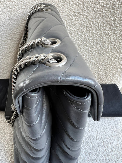 Yves Saint Laurent (YSL) Medium Grey Lou Lou Silver Hardware