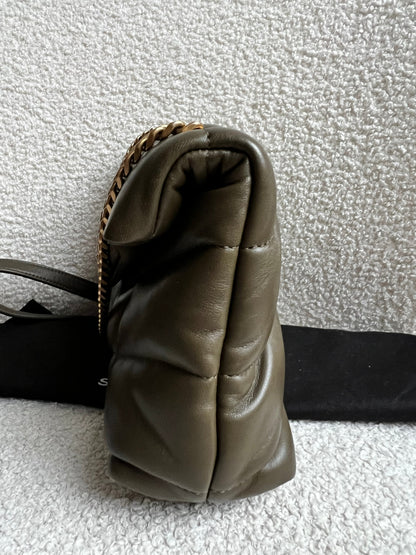 Yves Saint Laurent (YSL) Mini Puffer in Light Musk Quilted Lambskin (RRP £1720)