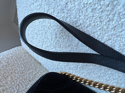 Gucci GG Black Velvet Marmont Mini Shoulder Bag (RRP £1395)