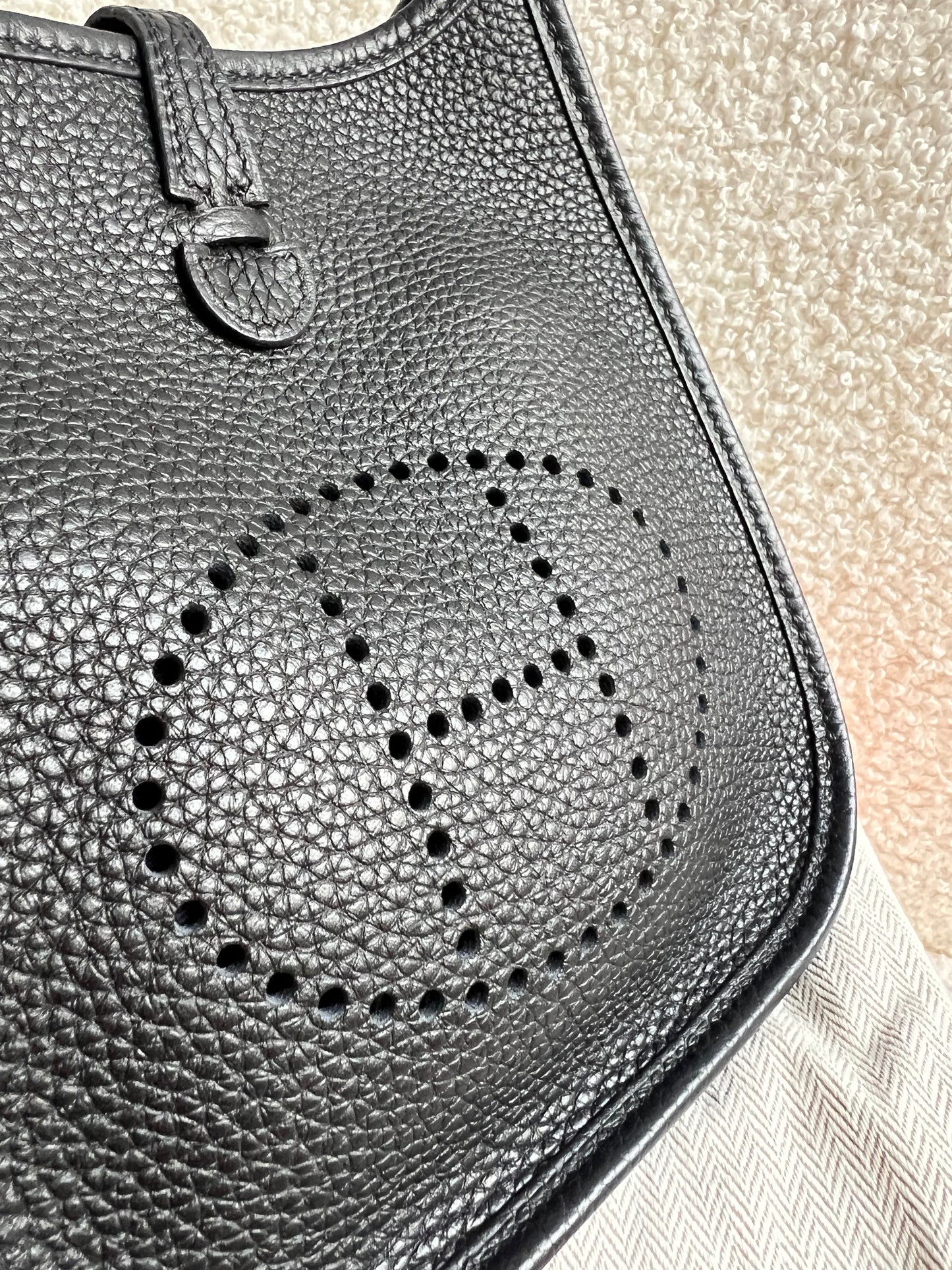 Hermes Evelyne TPM in Black Clemence Leather with Palladium Hardware