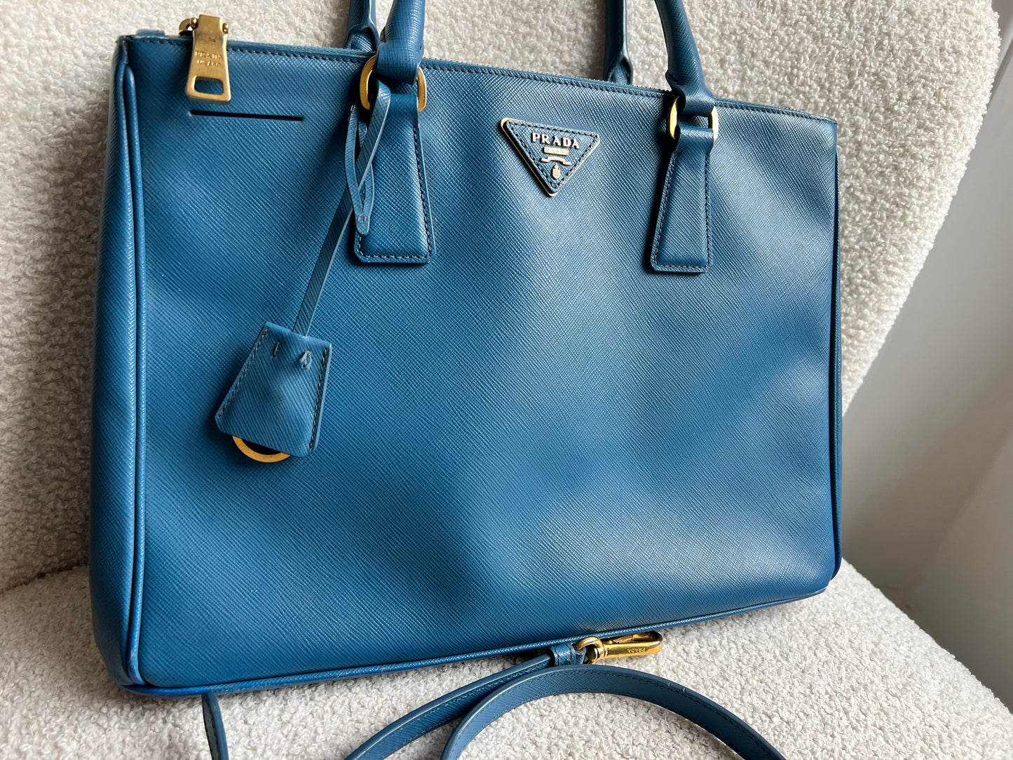 Prada Blue Saffiano Tote