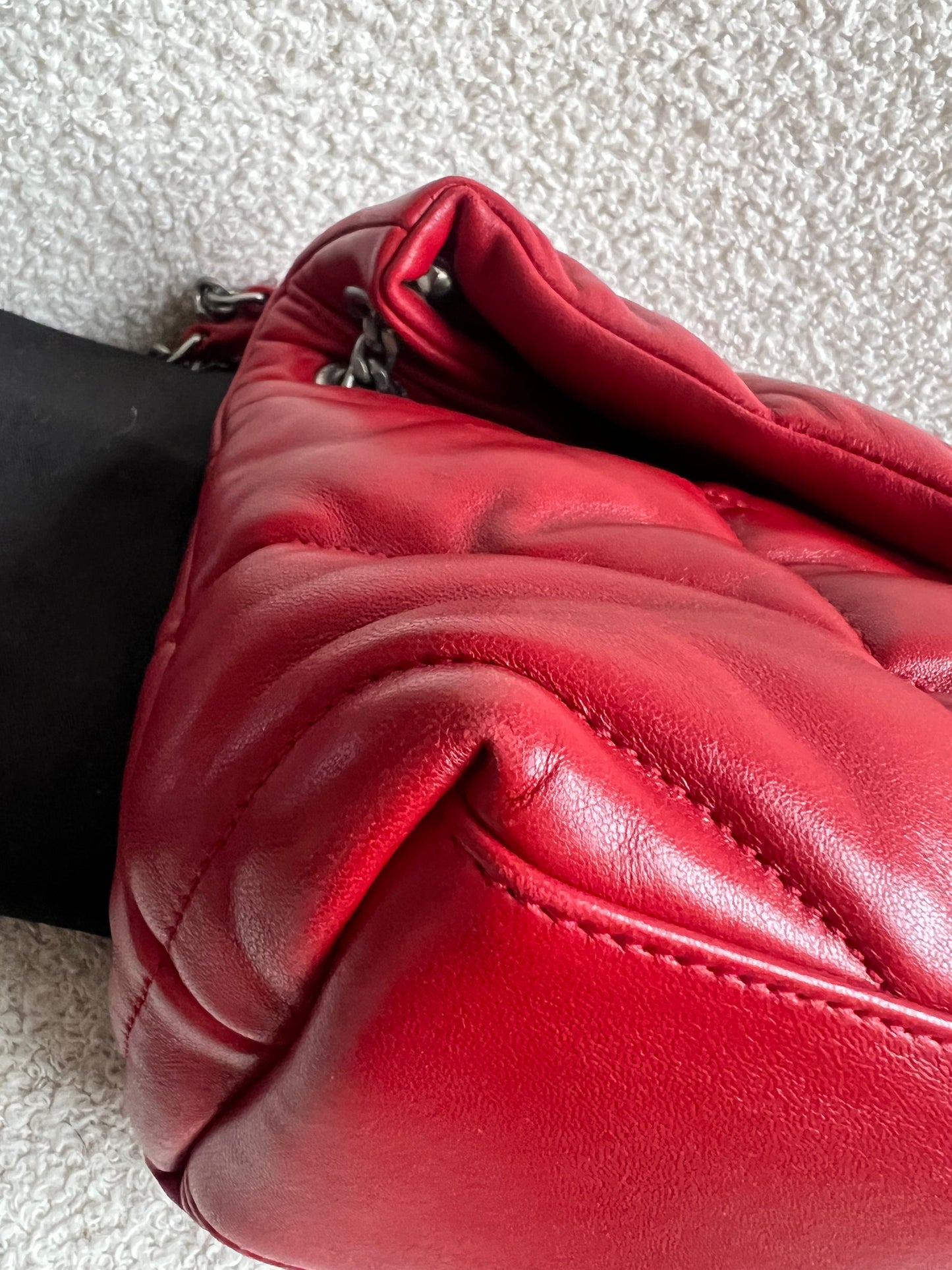 Yves Saint Laurent (YSL) Small Puffer in Red Quilted Lambskin (RRP £2,415)