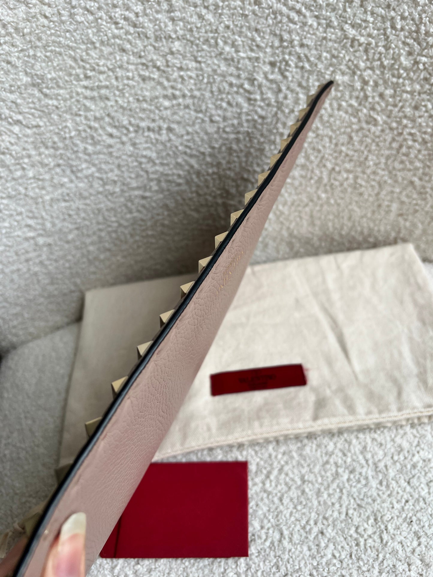 Valentino Garavani Rockstud Calfskin Clutch Pouch Rose Poudre (RRP £540)