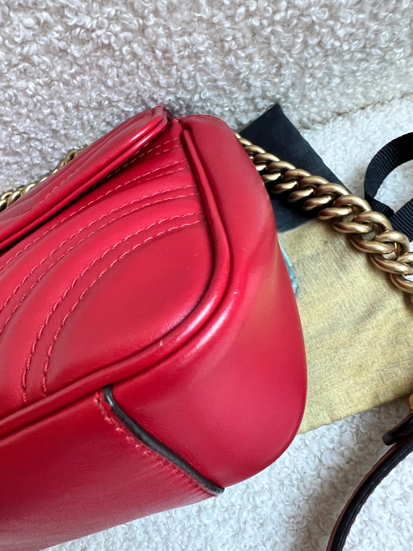 Gucci GG Hibiscus Red Marmont Mini Shoulder Bag (RRP £1,890)