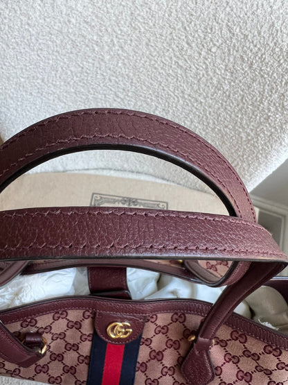Gucci Burgundy Ophidia GG Supreme Medium Tote