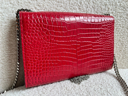 Yves Saint Laurent (YSL) Red Croc Small Kate with Silver Hardware (RRP £1,675)