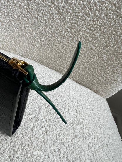 Mulberry Medium Part Around Zip Wallet in Navy and Emerald Printed Goat