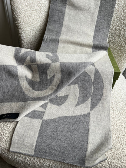 Gucci Grey GG Wool Scarf