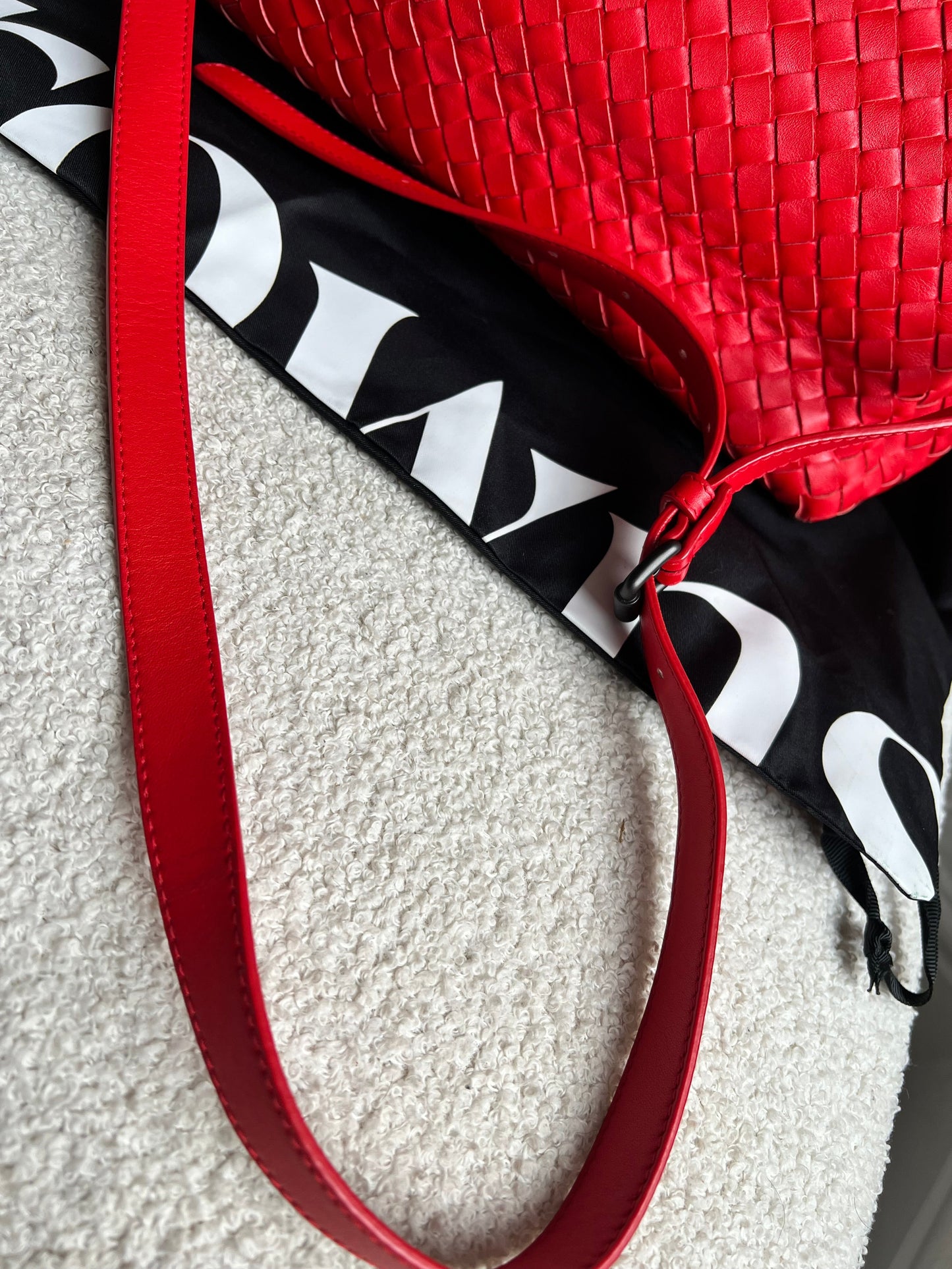 Bottega Veneta Red Intreciatto Flap Shoulder Bag