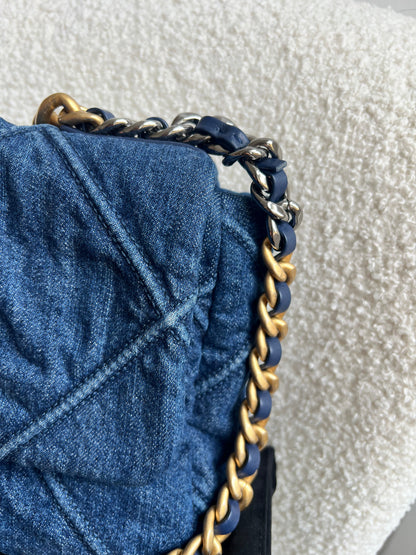 Chanel Small 19 in Blue Denim