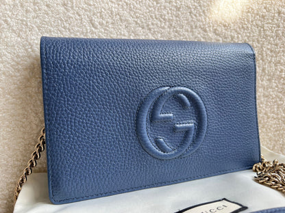 Gucci Blue Soho Chain Wallet